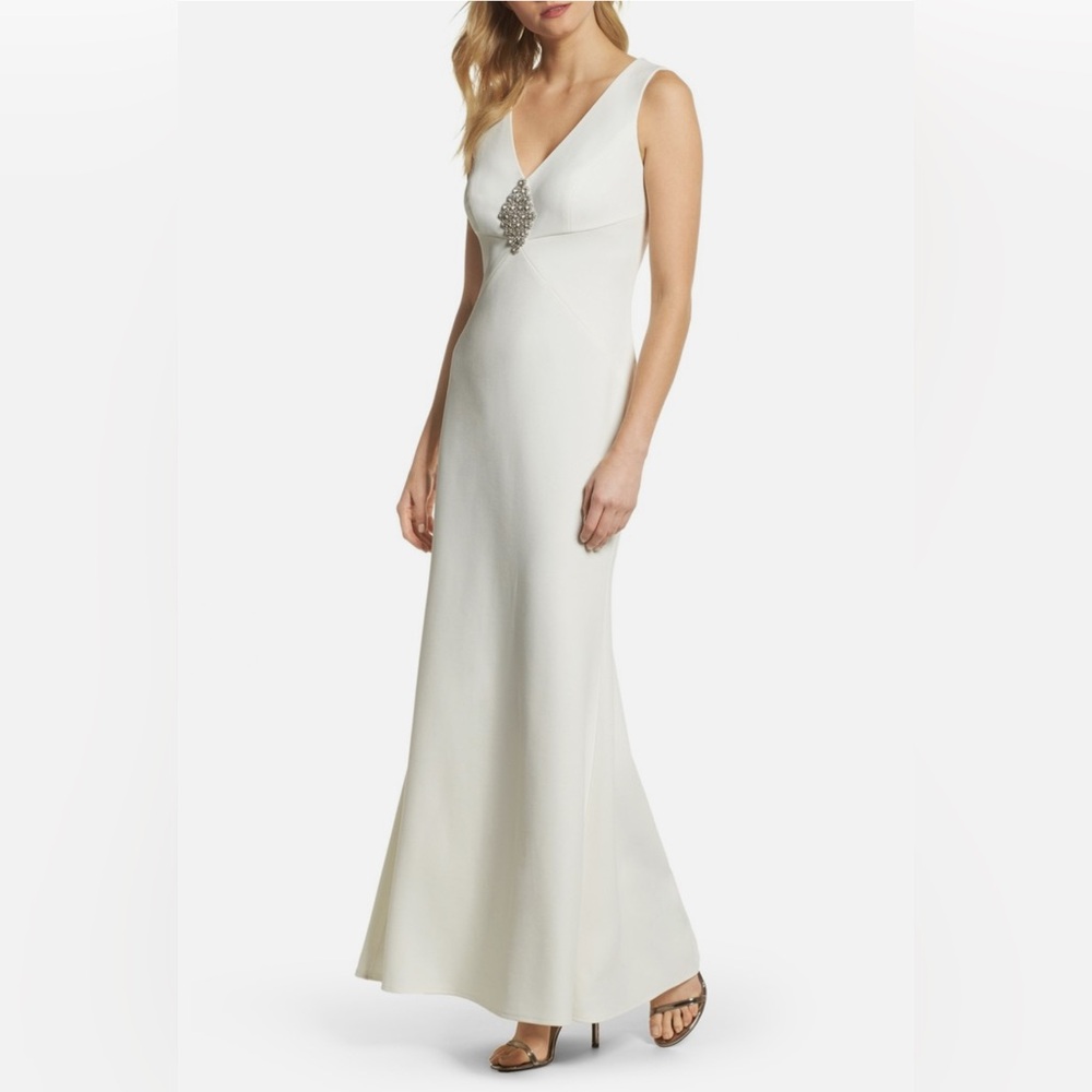 NWT Vince Camuto White Maxi Dress with Embellished Detail
